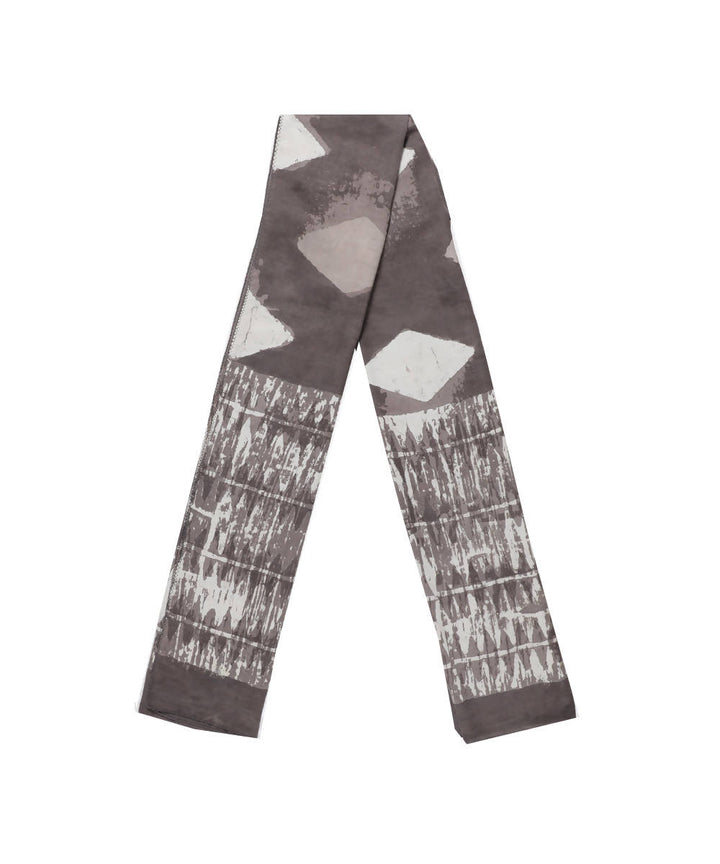 Dabu handblock printed white grey modal stole