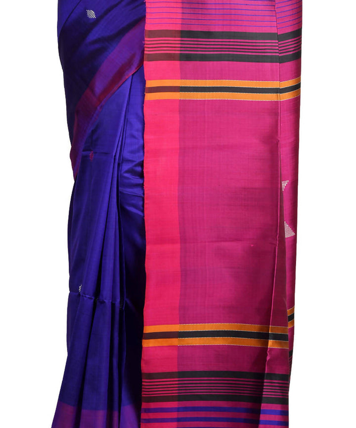 Resham shilpi exclusive blue bengal silk saree with handwoven design