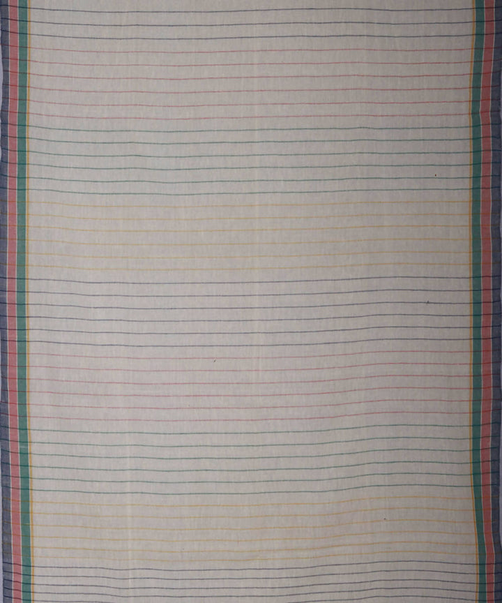 Multicolor striped handwoven kutchi weave kala cotton saree