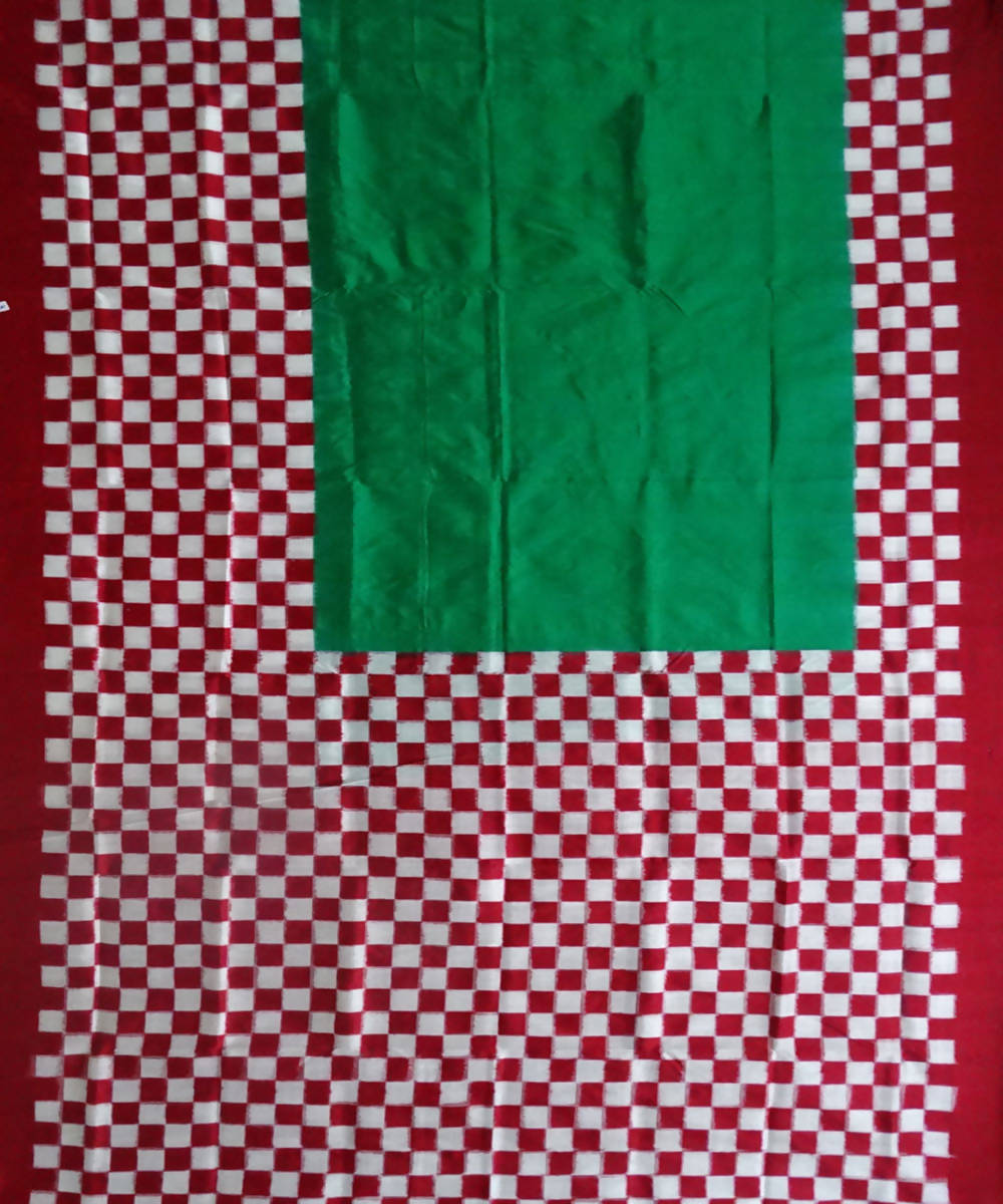 Green Red handloom Sambalpuri ikat silk Saree