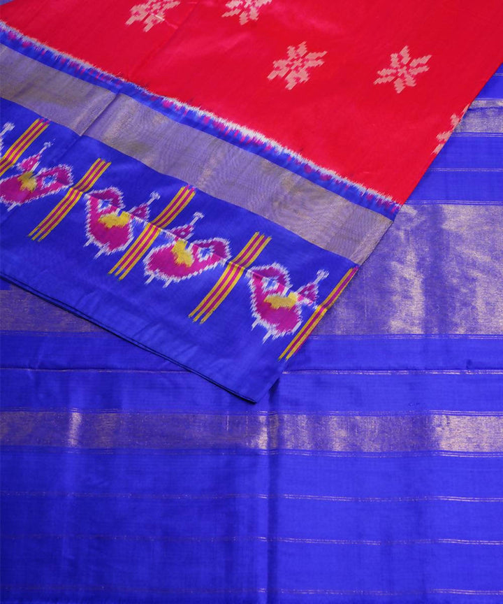 Pink blue handloom silk pochampally saree