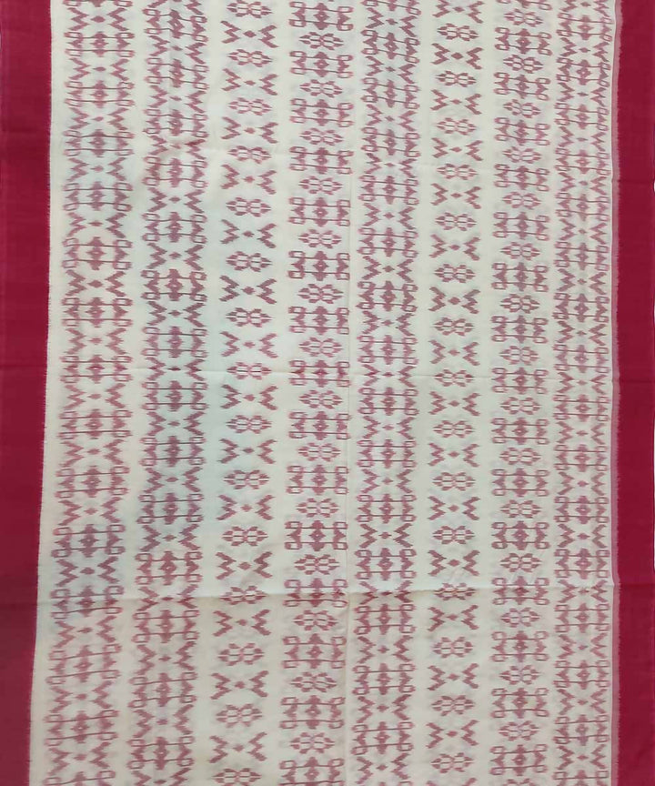 Eggshell white handloom cotton ikat pochampally saree