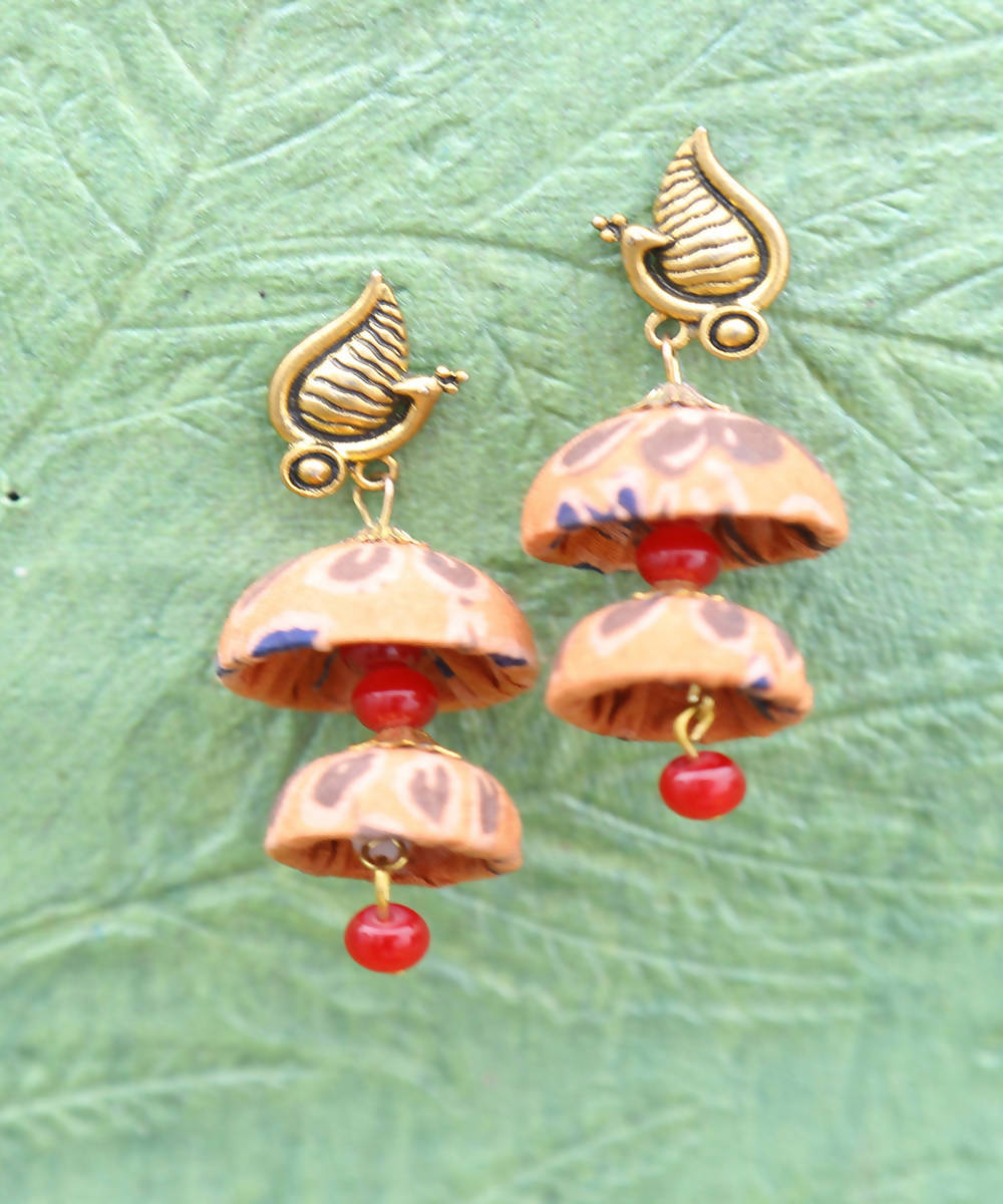 Peacock orange double jhumka