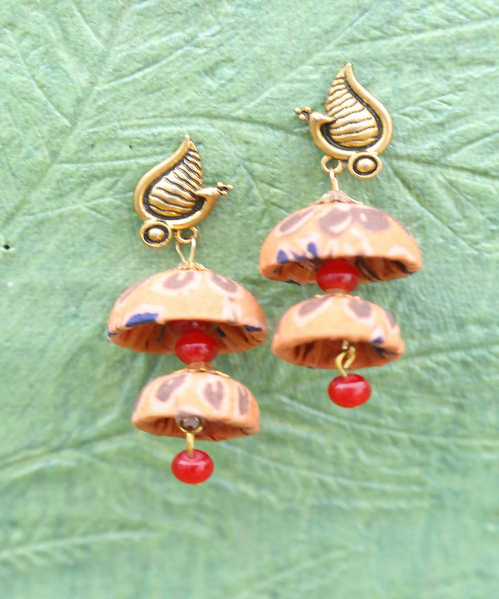 Peacock orange double jhumka