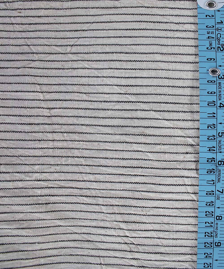 Handloom striped black white Organic kala cotton fabric