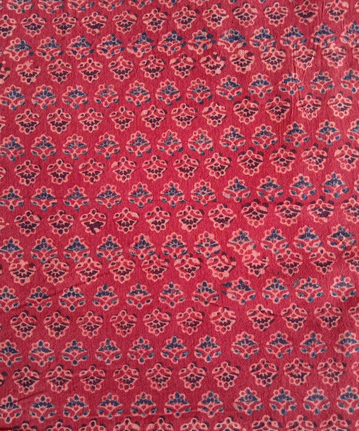 ajrakh red blue print organic handspun cotton kurta fabric