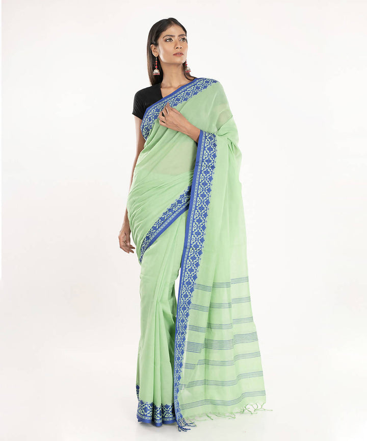 Pale green handloom shantipuri bengal cotton saree