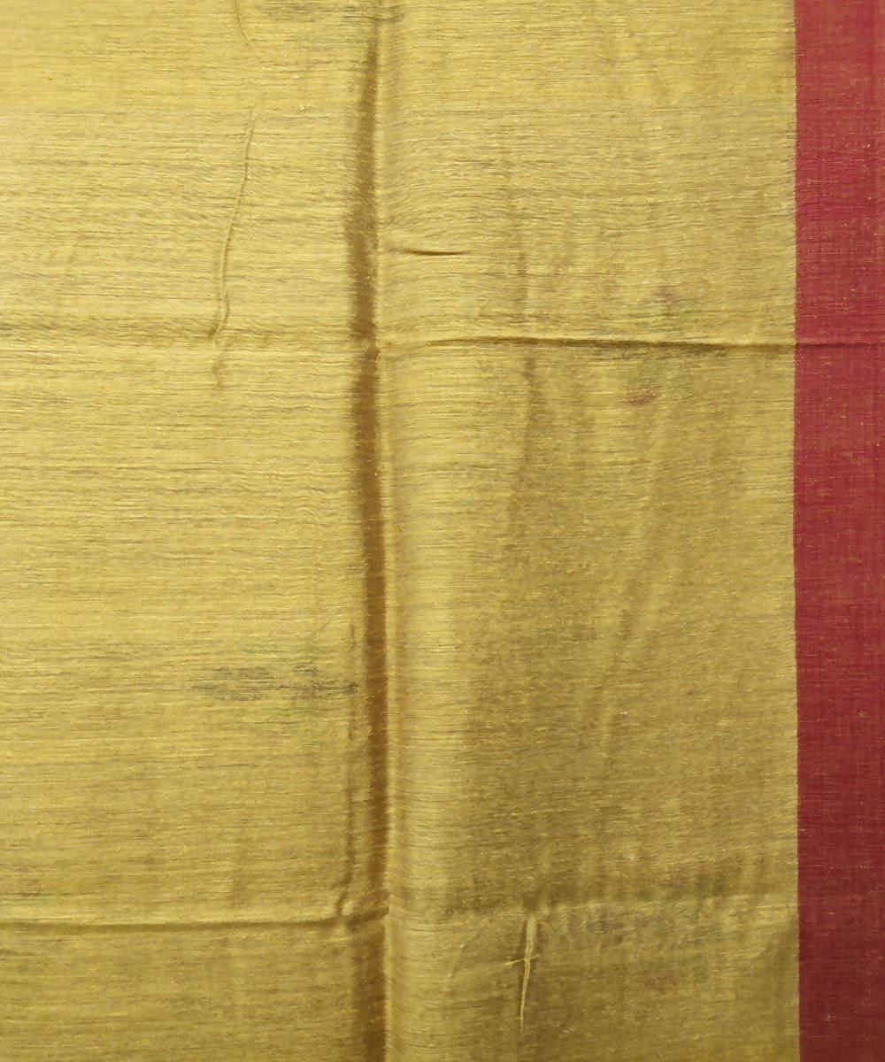 Mustard light green handwoven jamdani matka silk saree