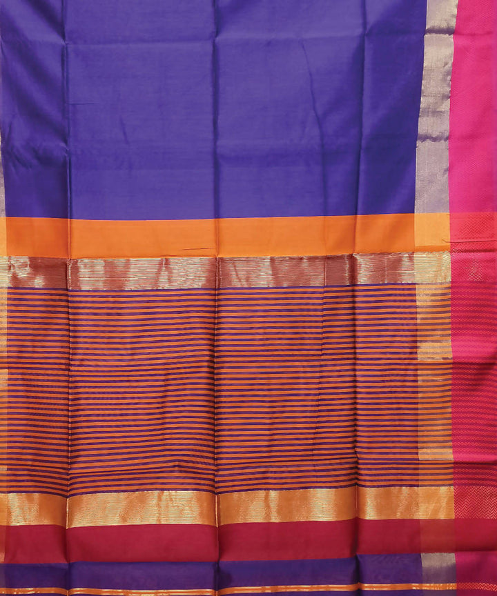 Royal blue handloom cotton silk maheshwari saree