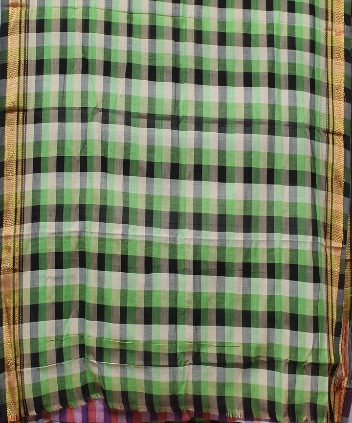 multicolor checks handwoven chikki paras border ilkal saree