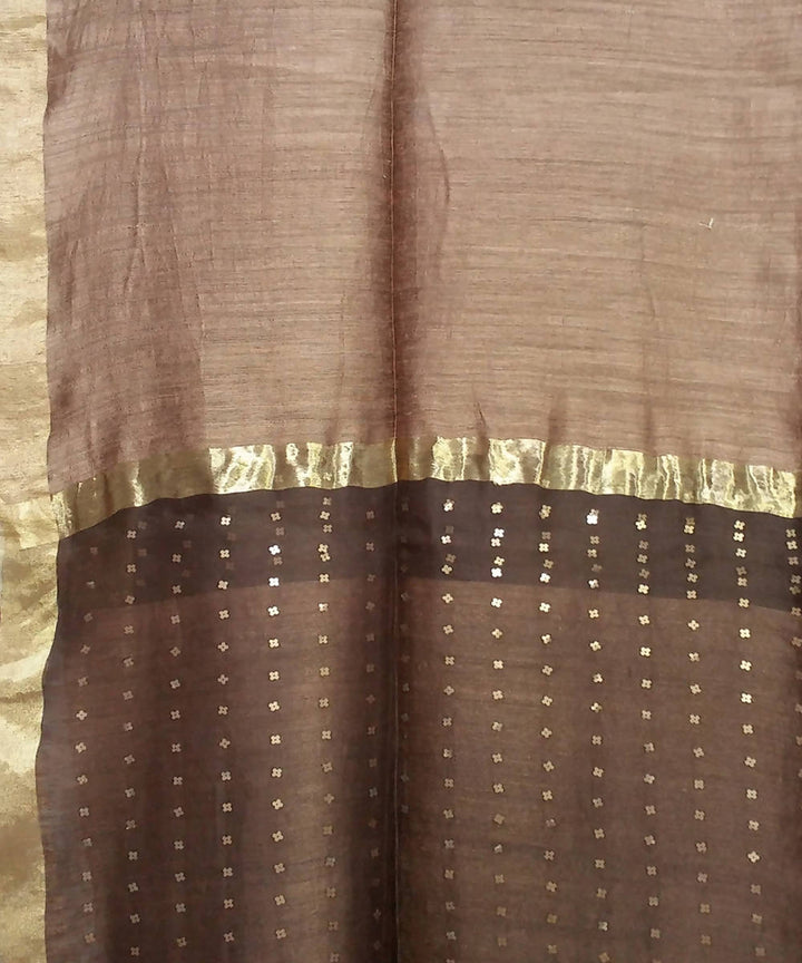 Bengal Light Bronze Handloom Sequin Matka Silk Saree