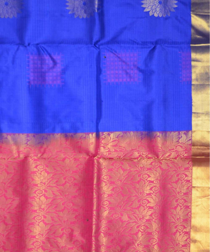 Royal Blue Pink Handloom Soft Silk Saree