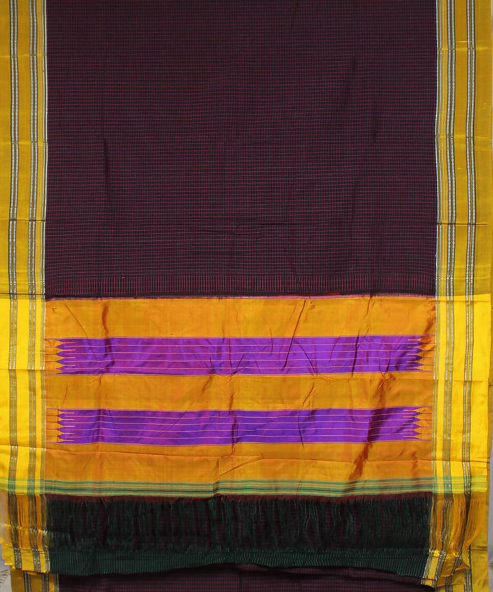 black pink checks handwoven gomi teni border ilkal saree