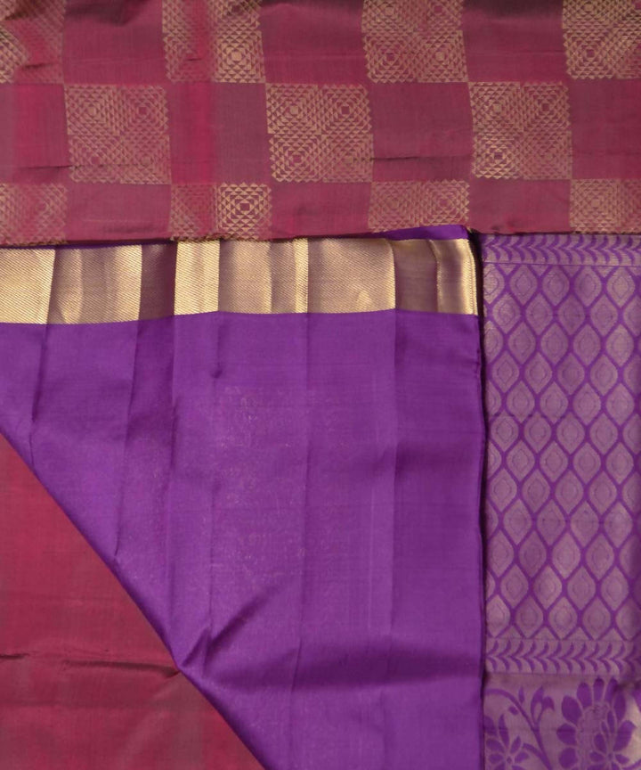 Maroon Purple Handloom Soft Silk Saree