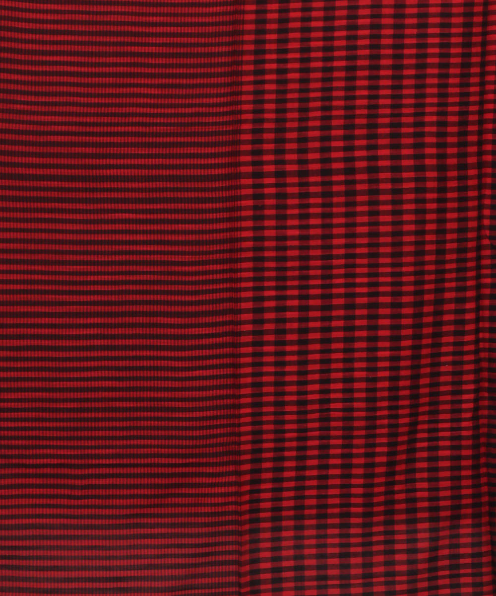 Bengal Handloom Red Black Cotton Saree