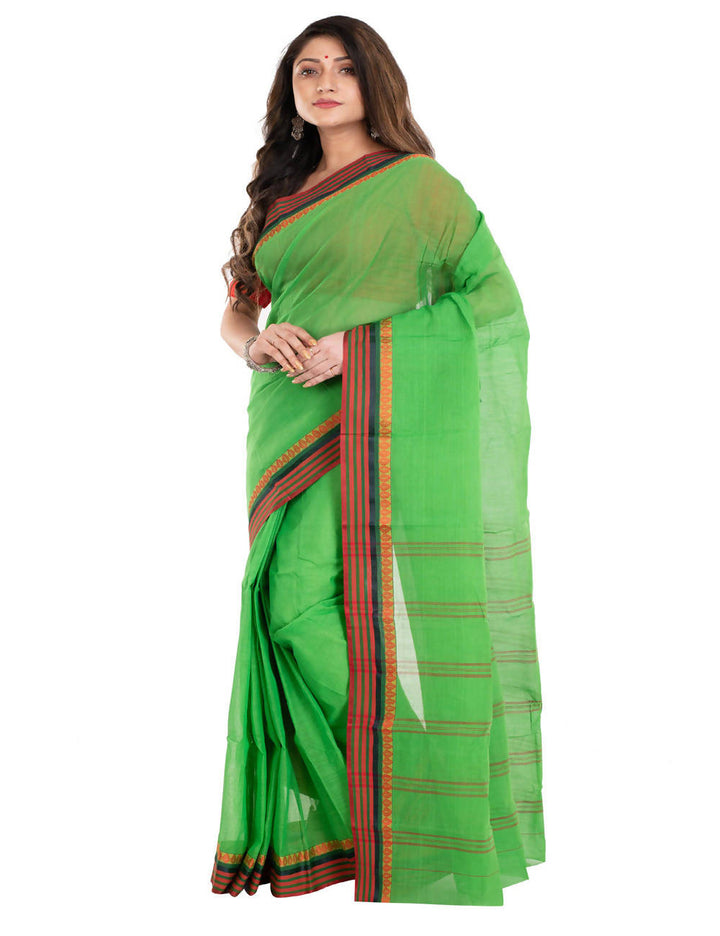 Light green bengal cotton handwoven saree