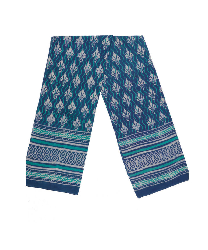 Dabu handblock print blue violet mul cotton stole