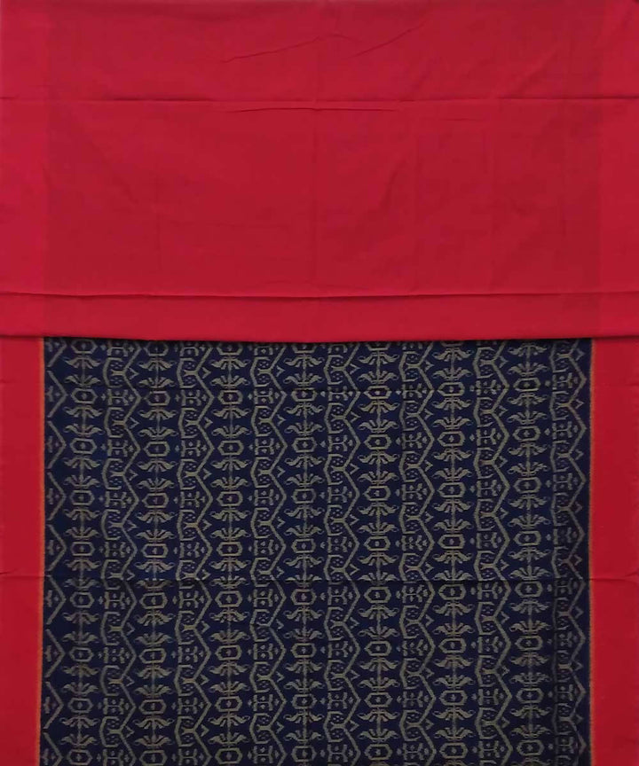 Black red handwoven sambalpuri ikat cotton saree