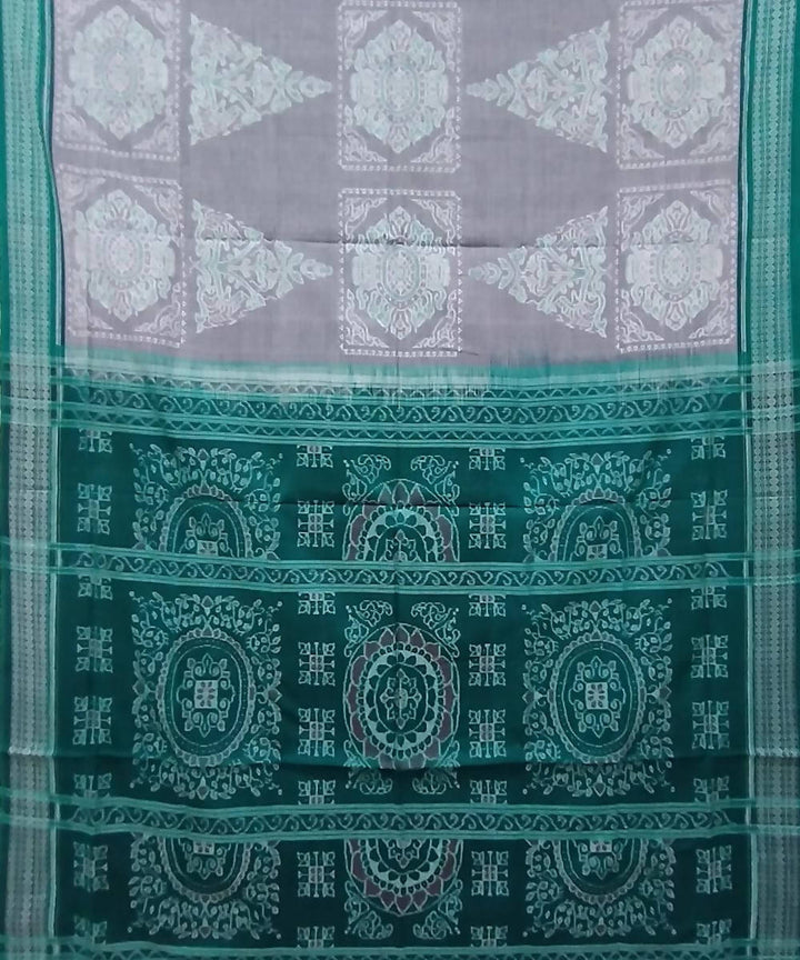 Light grey blue handwoven cotton sambalpuri saree