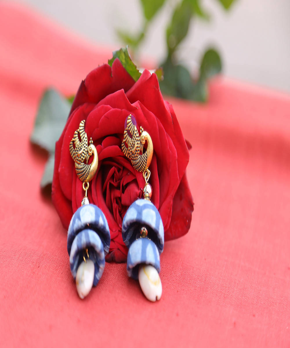 Indigo peacock earrings