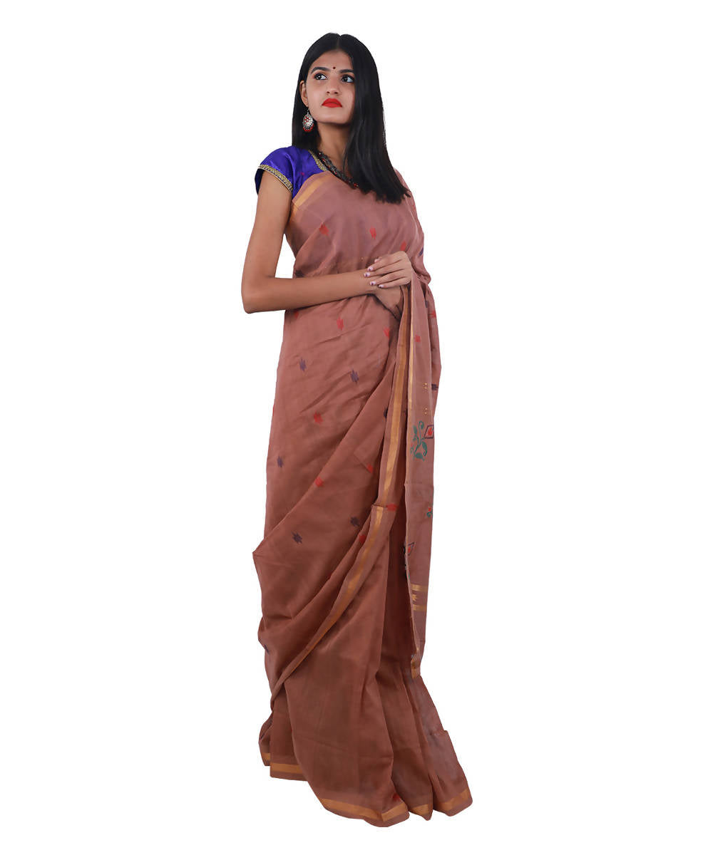 Brown colour uppada handloom cotton saree