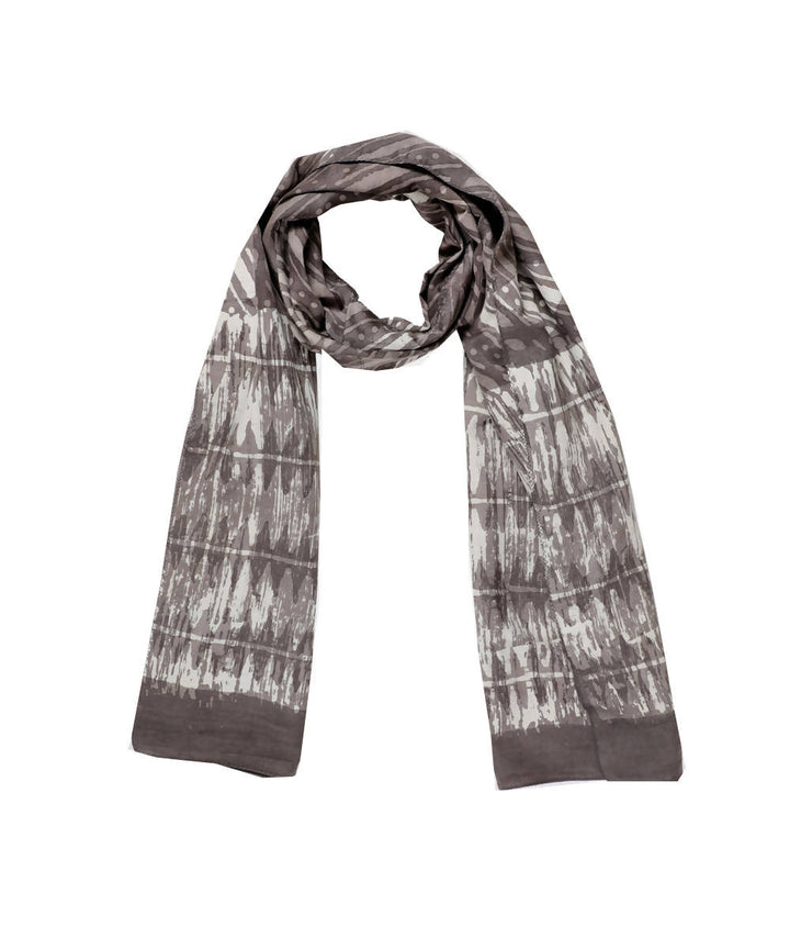 Dabu handblock print white grey modal stole