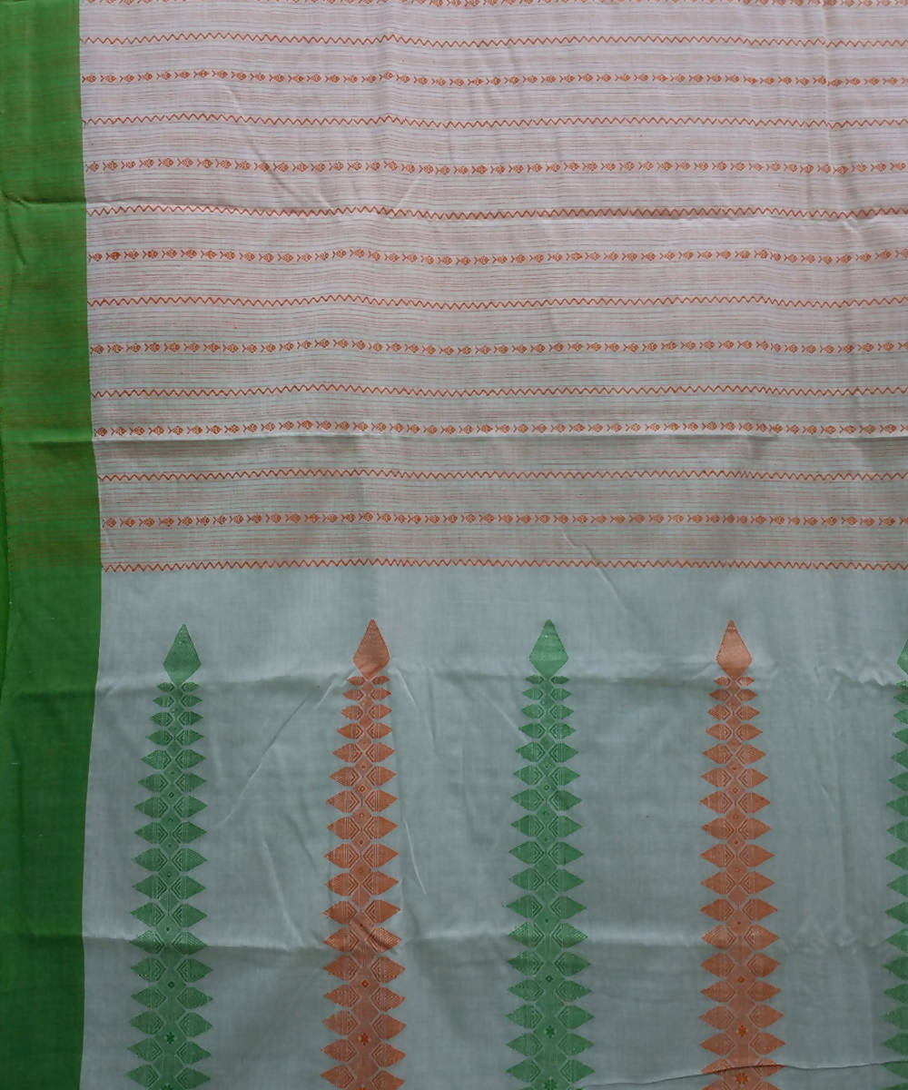 Off white handspun handwoven cotton bengal saree