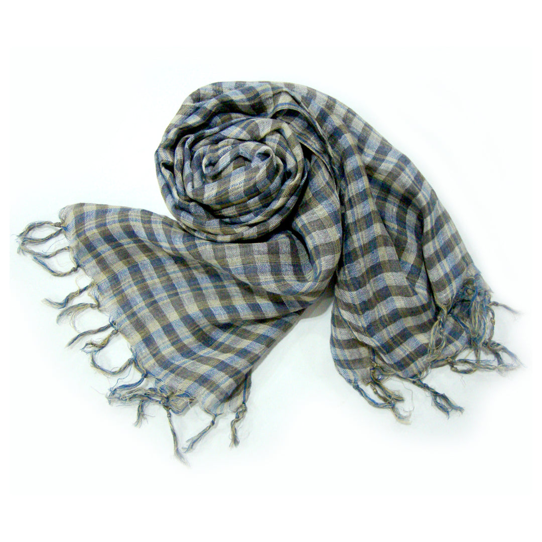 Handloom Linen Stole In Multi Shades