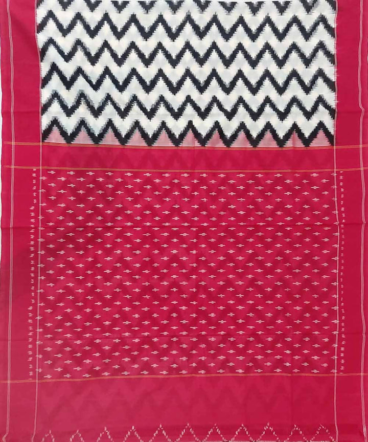 Powder white handloom cotton ikat pochampally saree