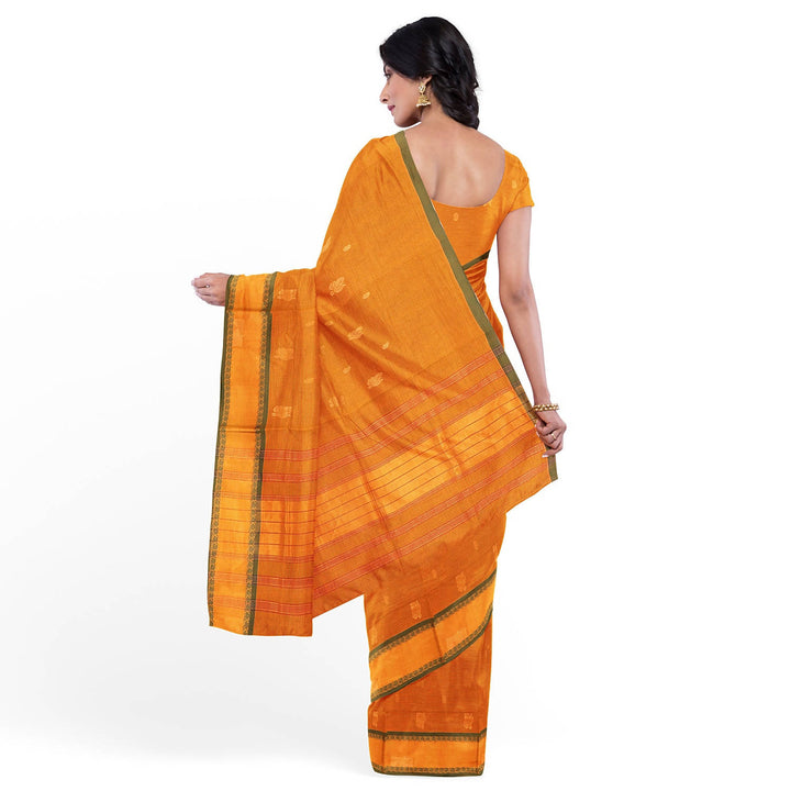 Orange yellow handloom cotton venkatagiri saree
