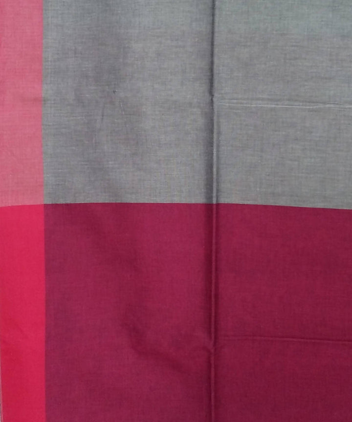 Grey Pink Handspun Handwoven Cotton Saree