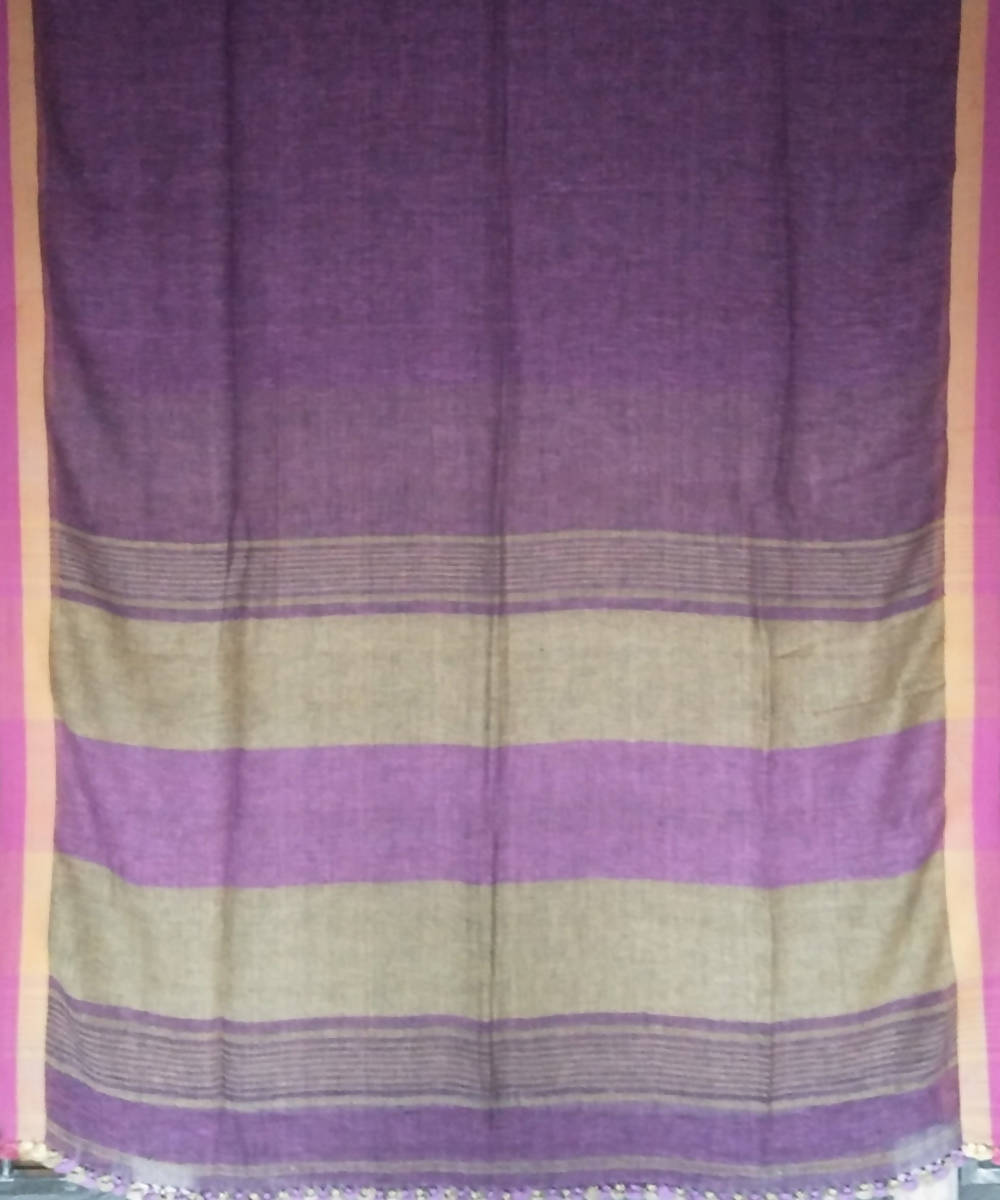 Light violet handwoven linen saree