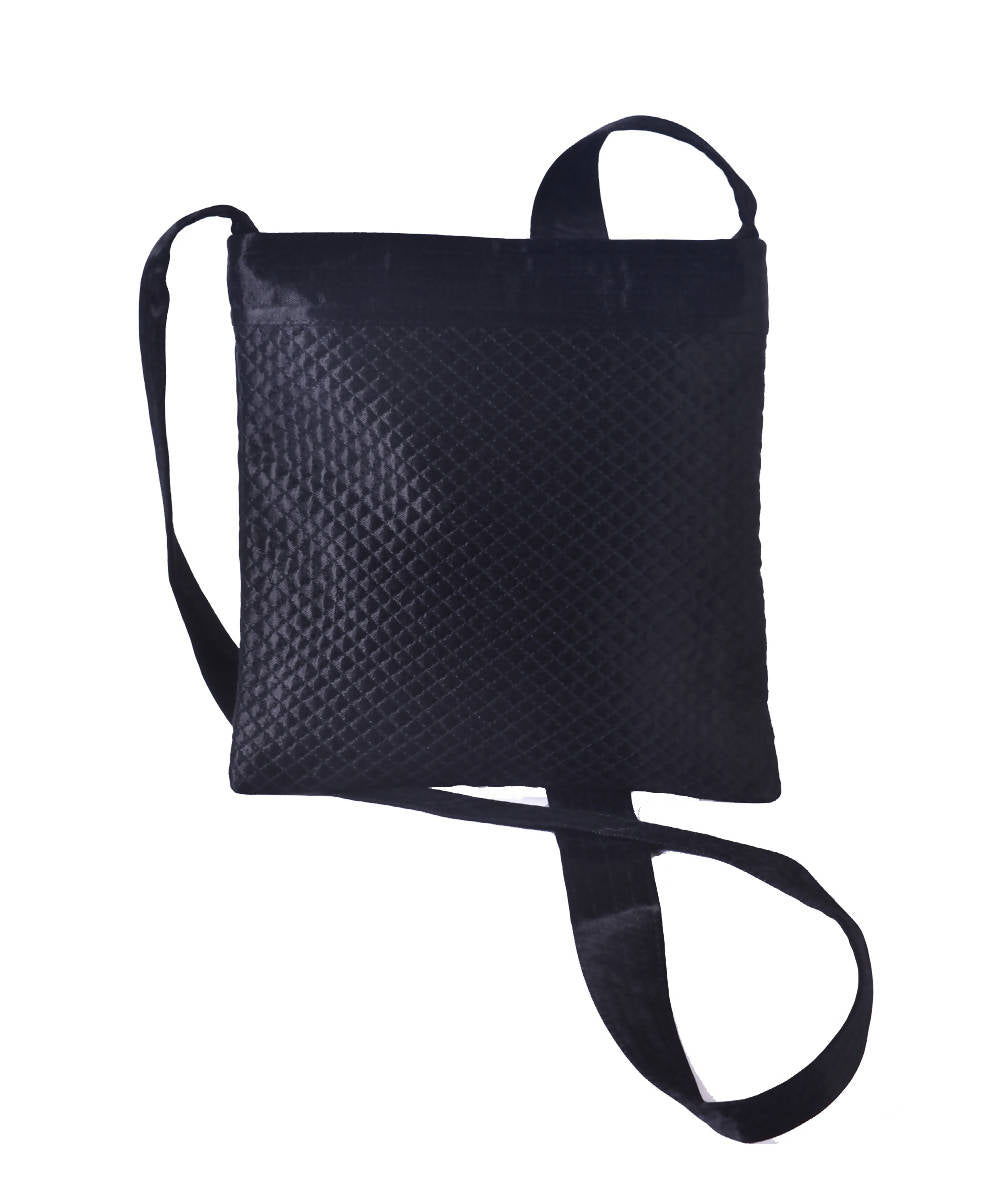 Black hand embroidery mashroo cross body sling bag