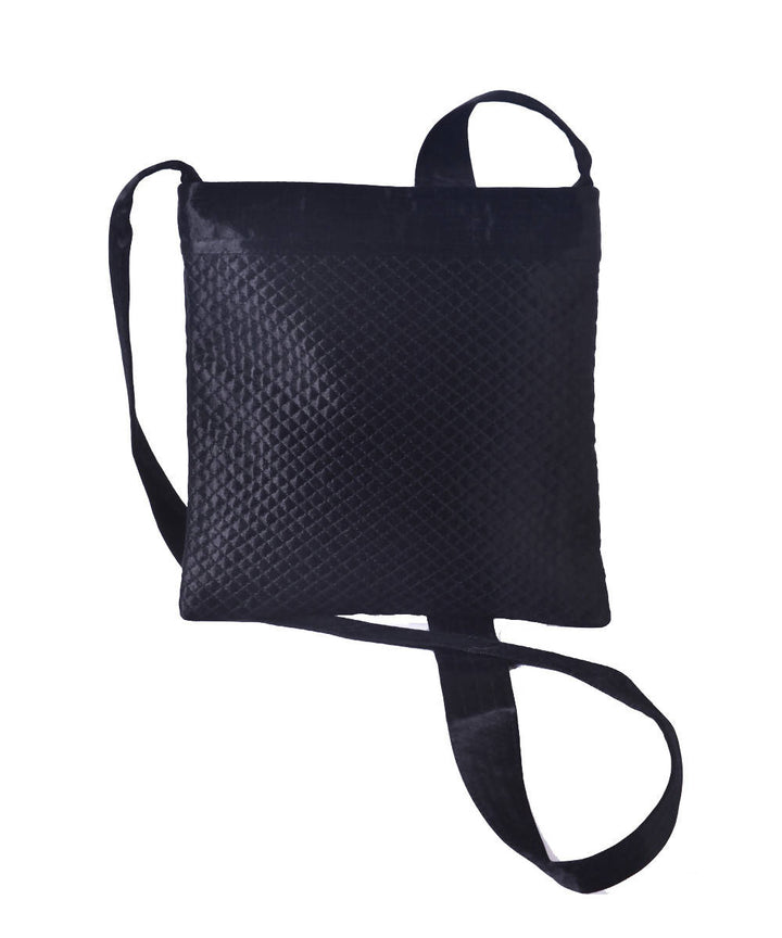 Black hand embroidery mashroo cross body sling bag