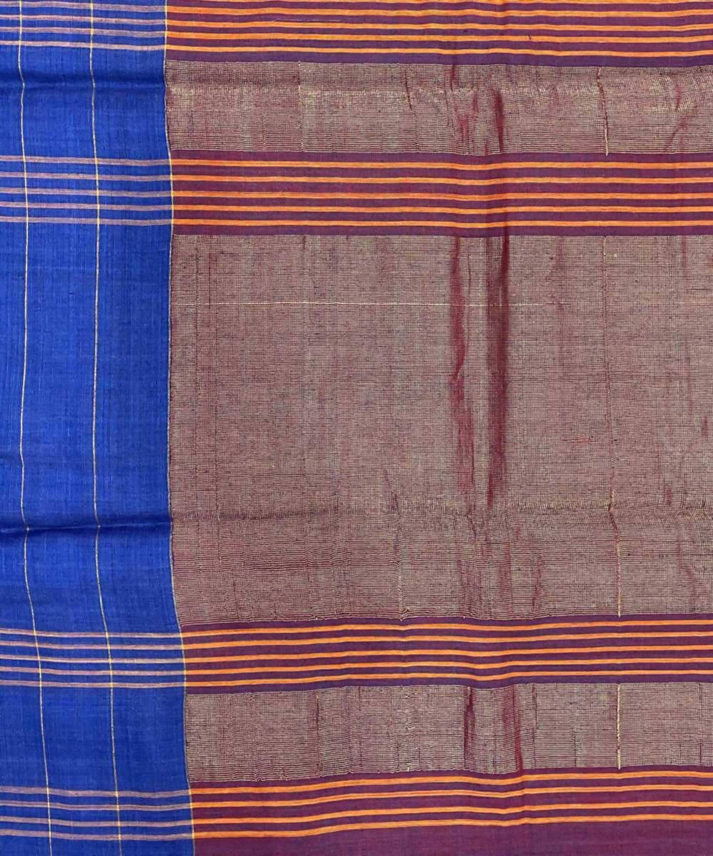 Multicolour handwoven temple border tussar silk saree