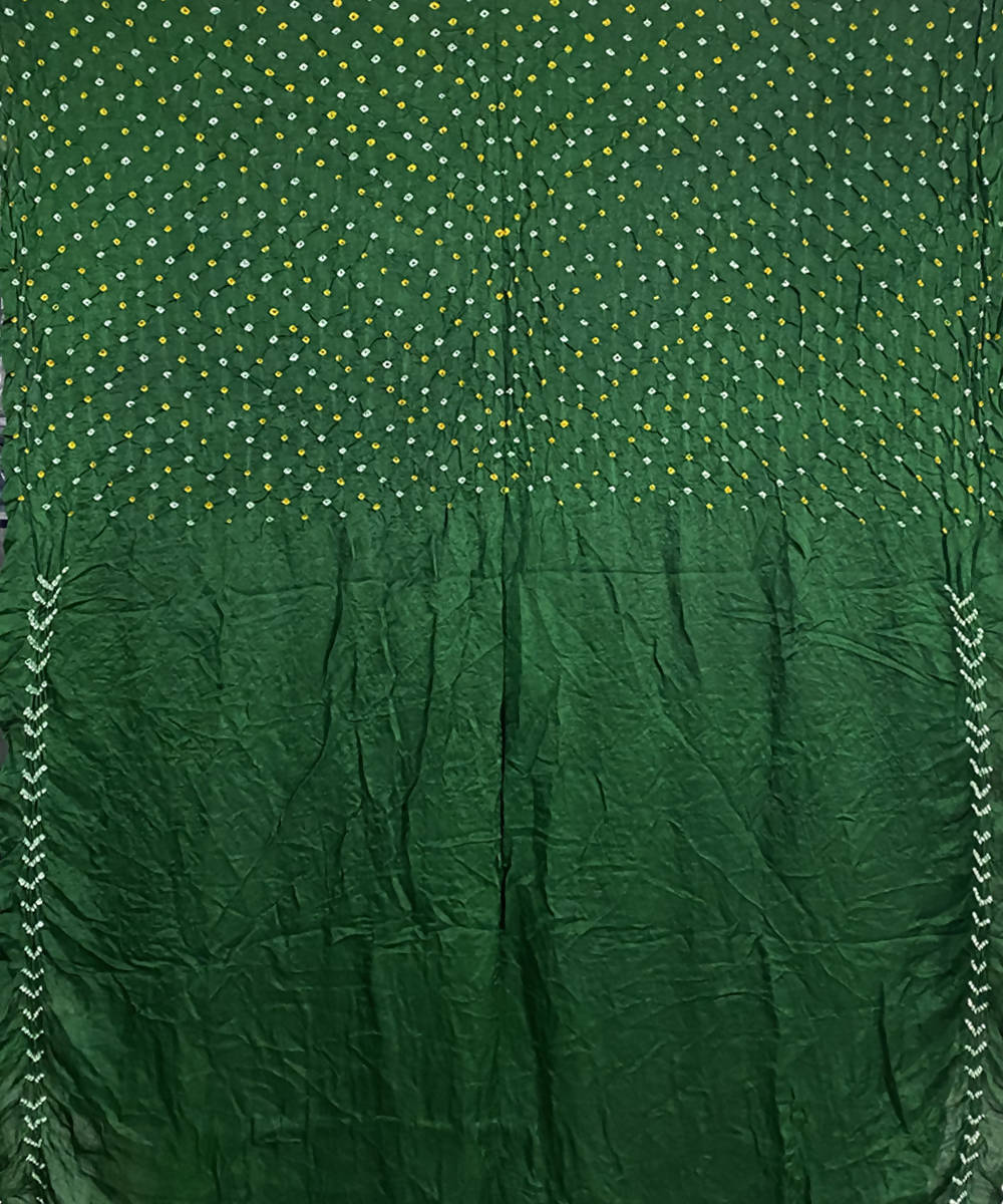 Green handcrafted tie dye bandhani silk saree