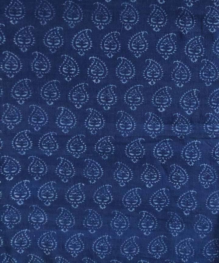 Navy natural dye dabu handblock print organic handspun cotton fabric