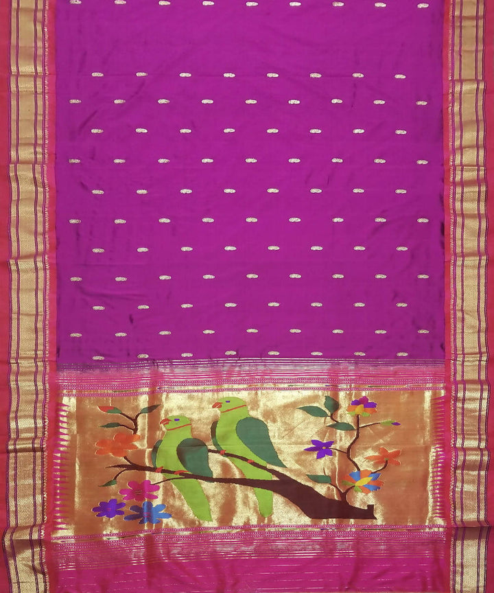 Handwoven purple magenta silk paithani saree