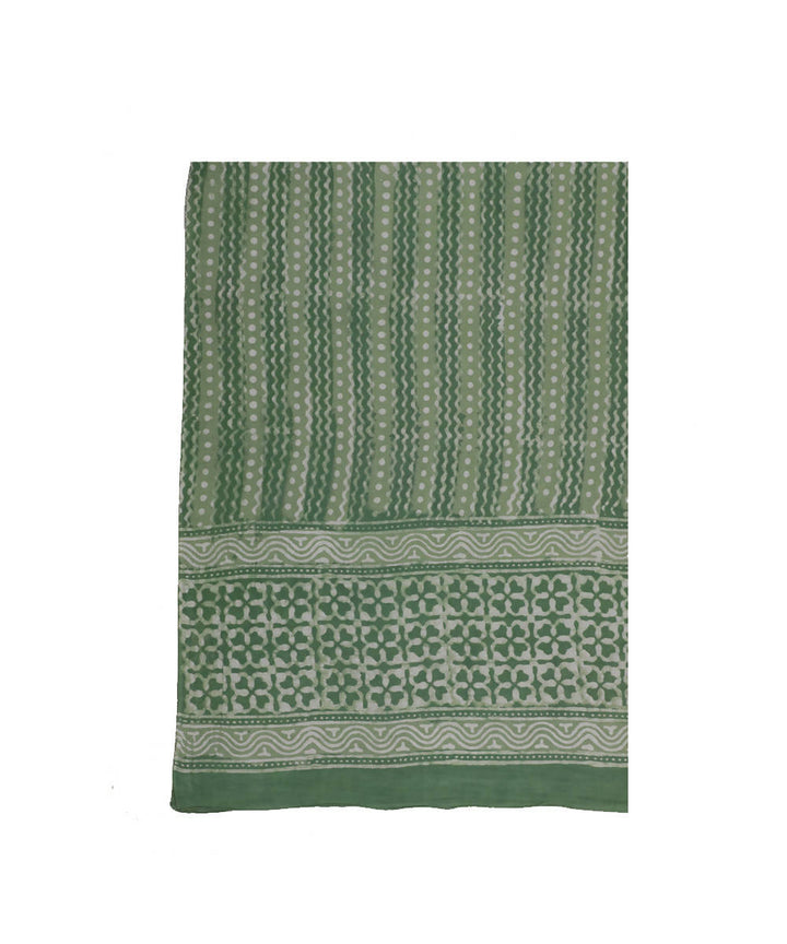 Dabu handblock print light green mul cotton stole