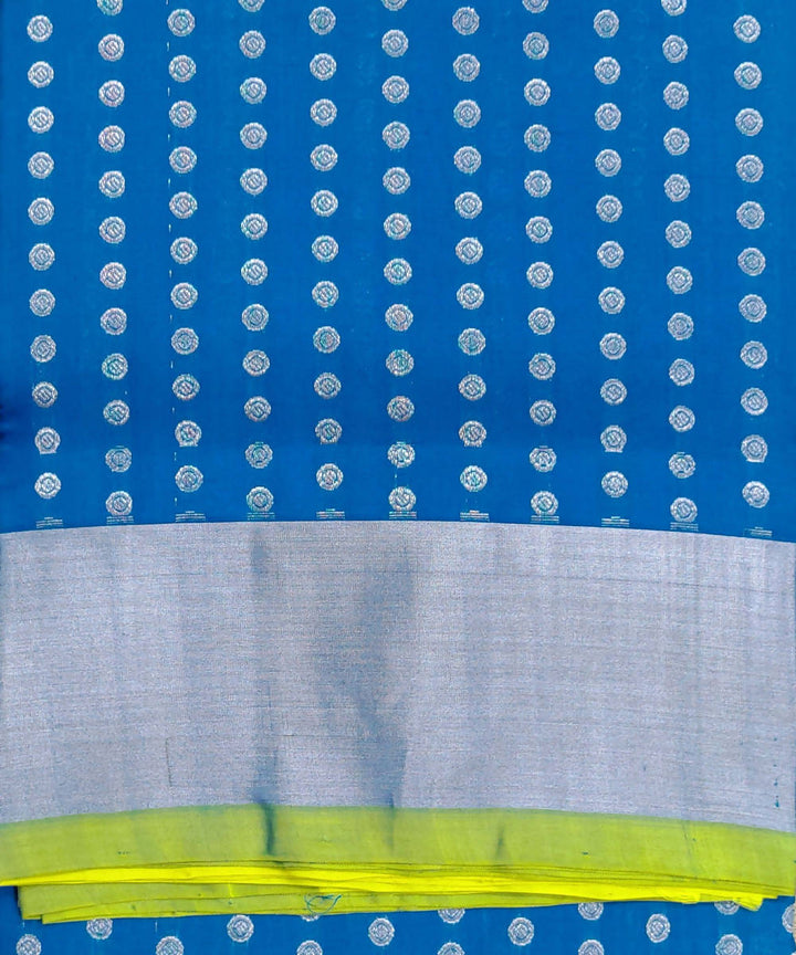 Blue Yellow Butta Work Handwoven Silk Venkatagiri Saree