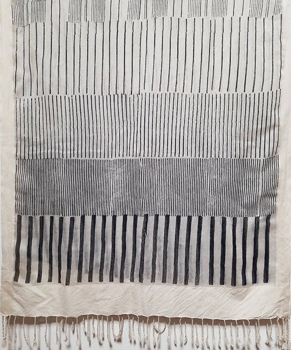 Offwhite handblock printed stripe sico stole