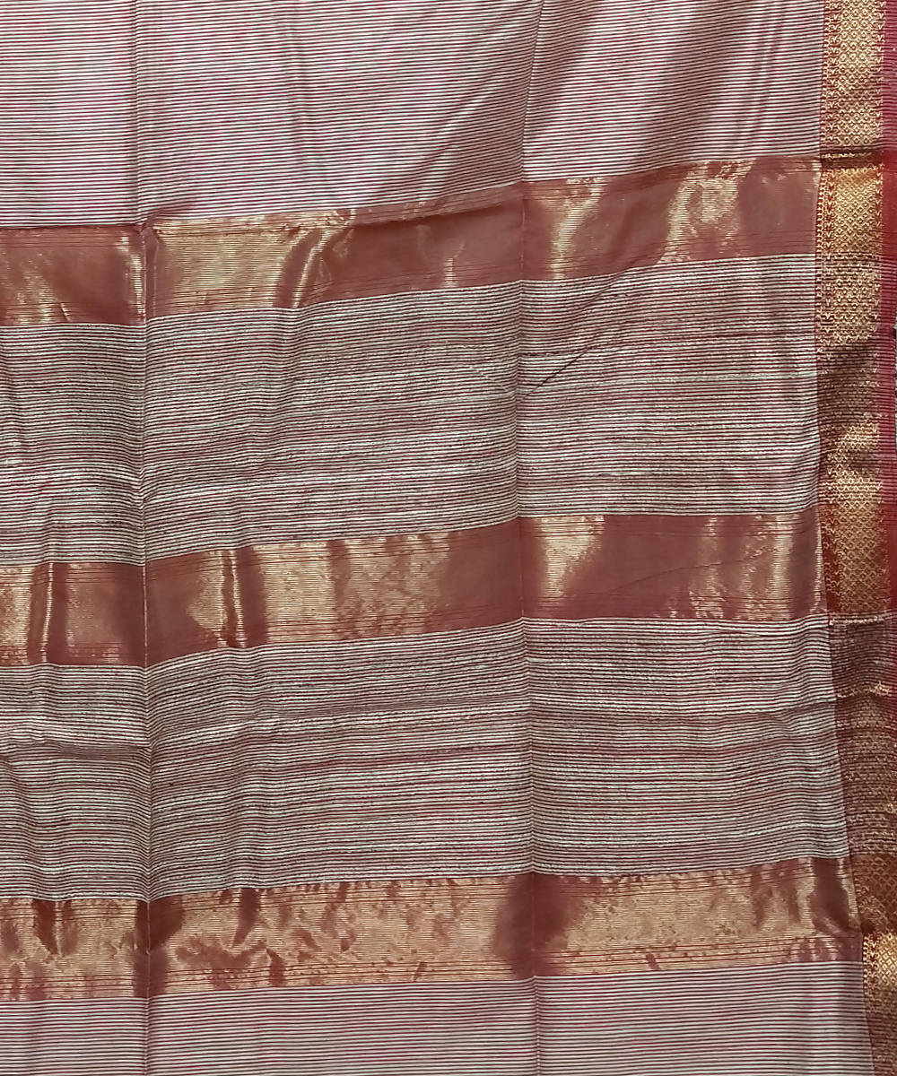 Beige handloom cotton silk maheshwari saree
