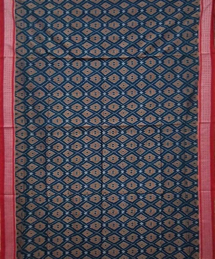 Multicolor red handwoven cotton sambalpuri saree