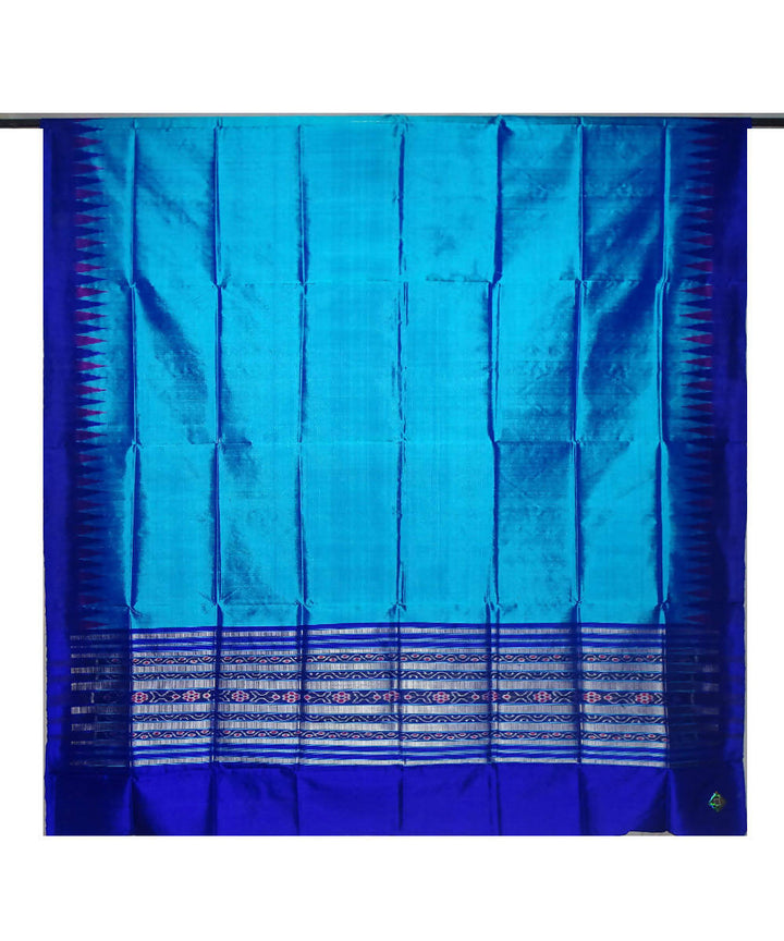 Blue handwoven ikat silk sambalpuri dupatta