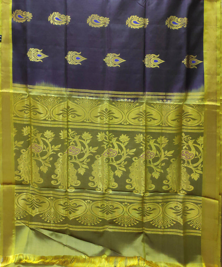 blue violet handwoven uppada silk saree