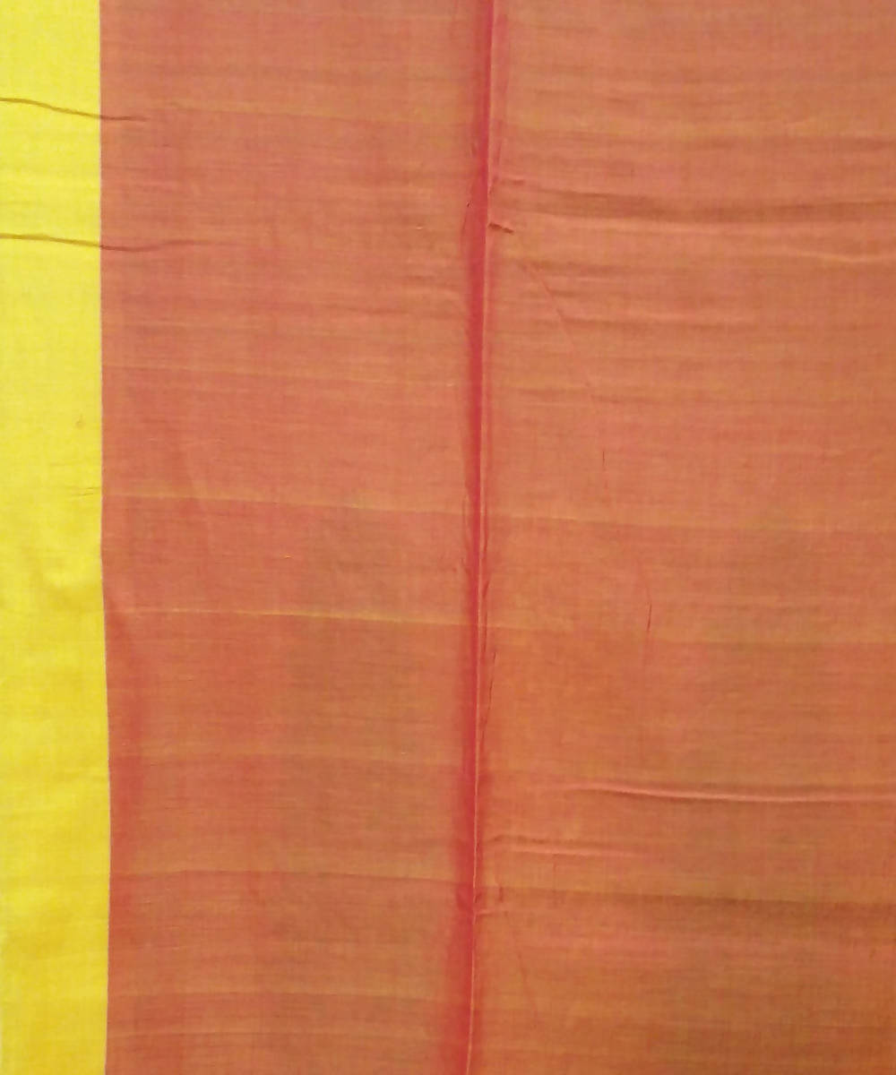 Red Yellow Handspun Handwoven Cotton Saree