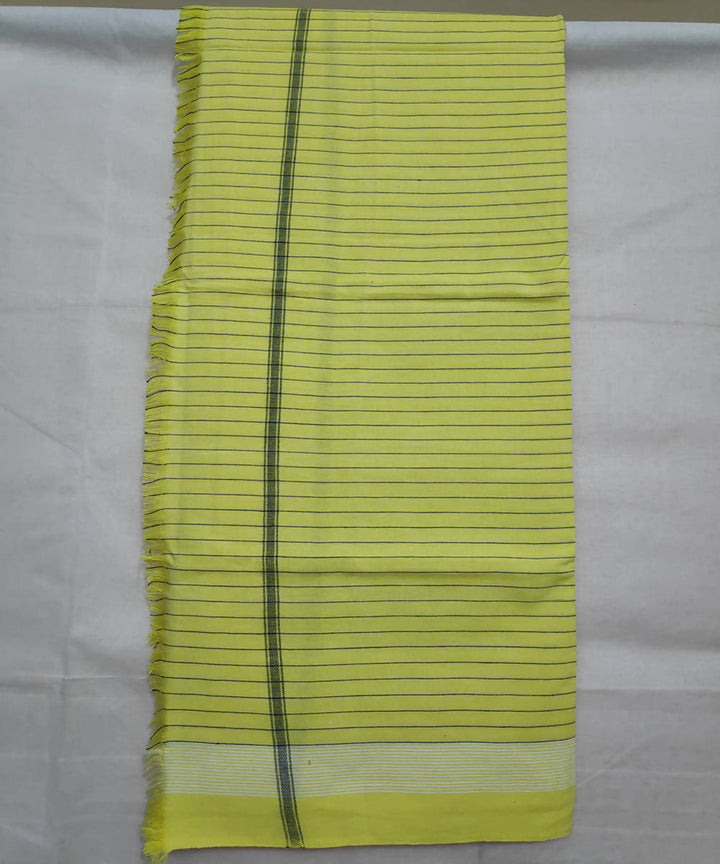 Yellow and green stripes handwoven cotton towel