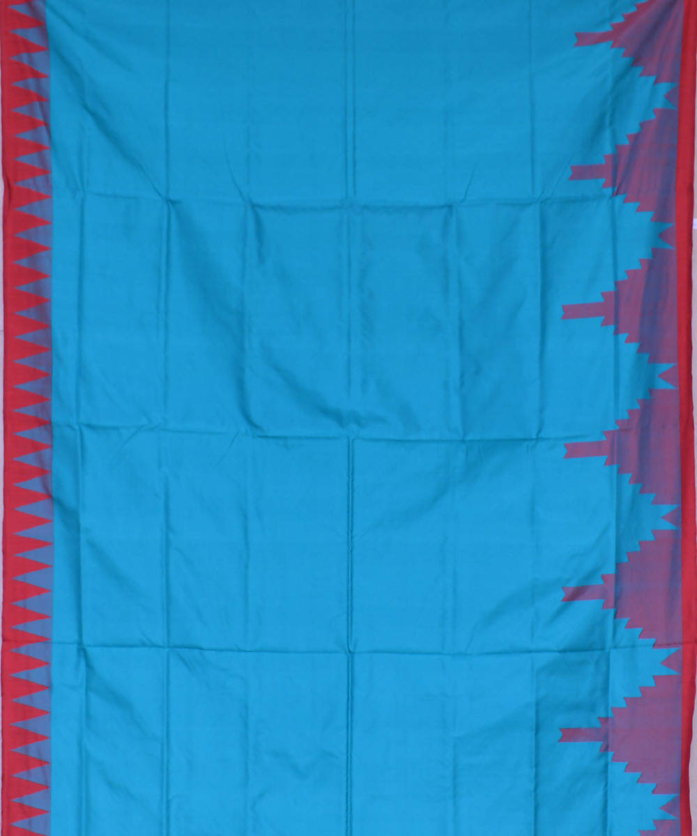 Clear sky blue handwoven silk ikat sambalpuri saree