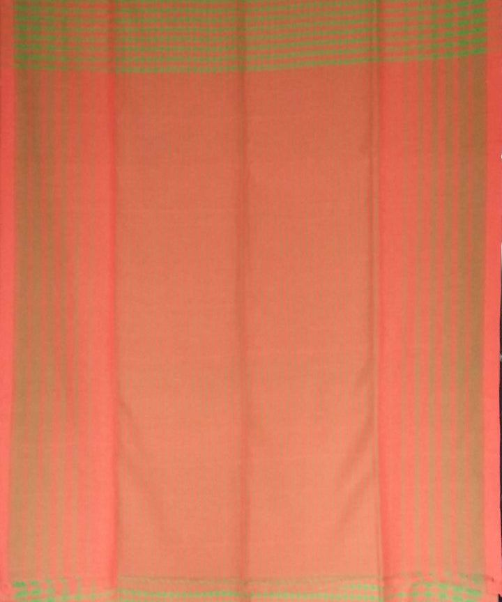 Orange Green Bengal Handloom Gamcha Cotton Saree