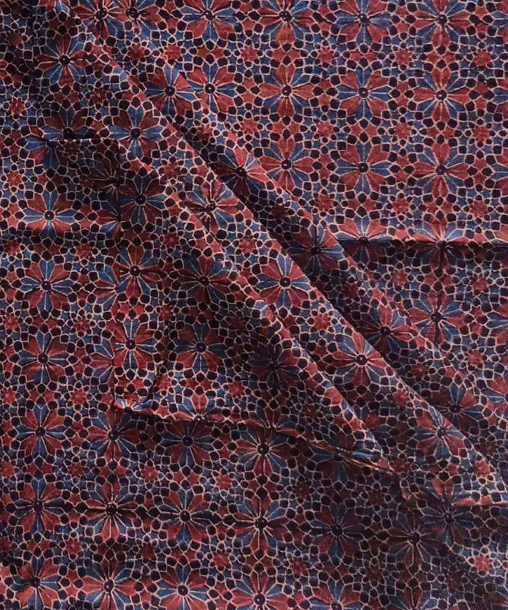 2.5m Black red blue natural dye ajrakh print handspun cotton fabric